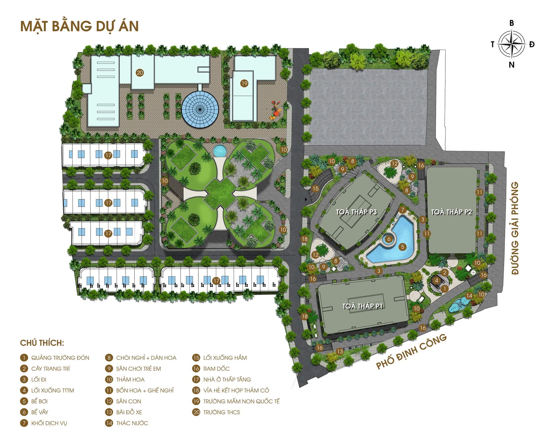 tổng mặt bằng dự án the queen 360 giải phóng