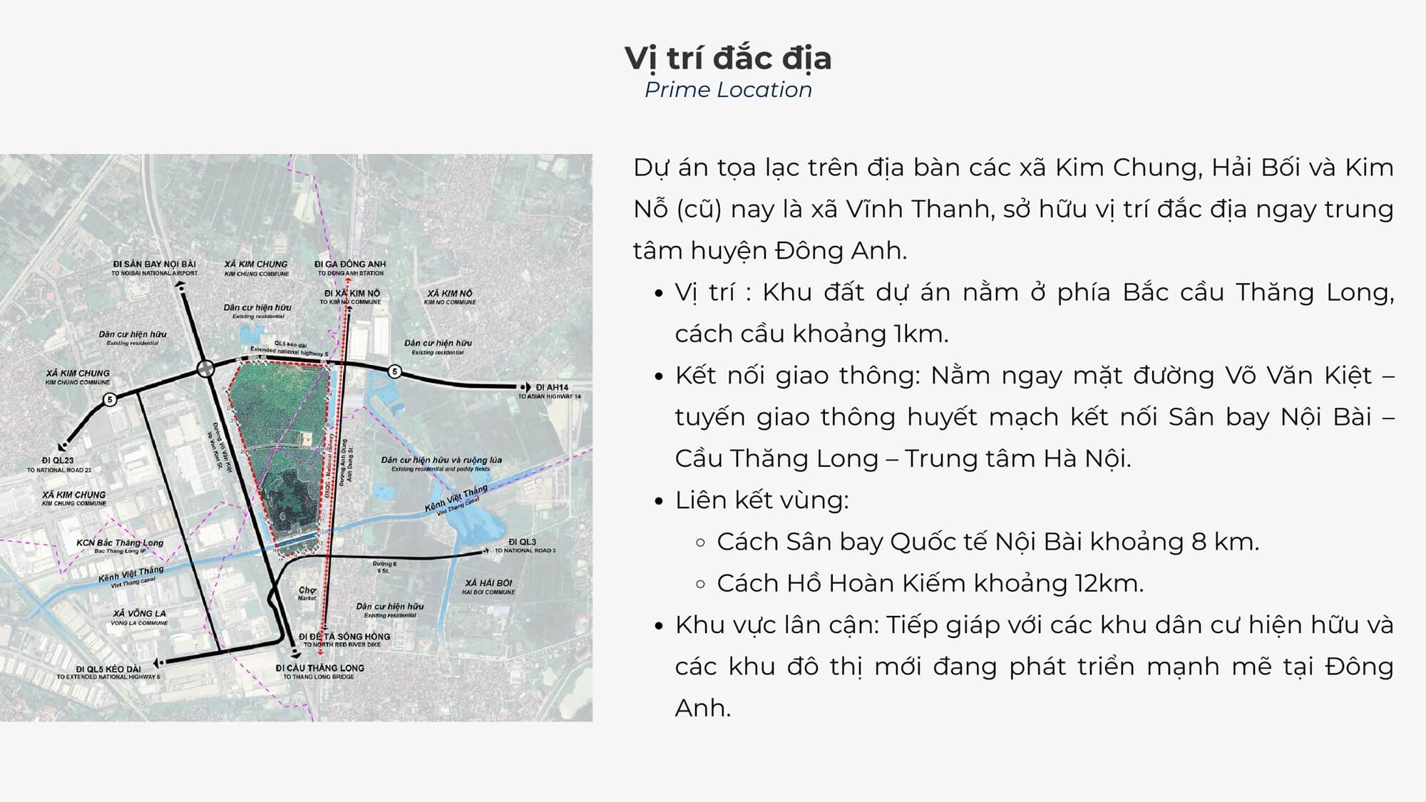 vị trí dự án the intercentral võ văn kiệt đông anh